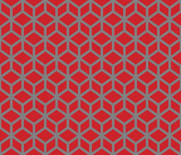 Rote Kontur Abstrakte Geometrische Würfel Nahtlose Muster Graue Hintergründe Verfügbar — Stockvektor
