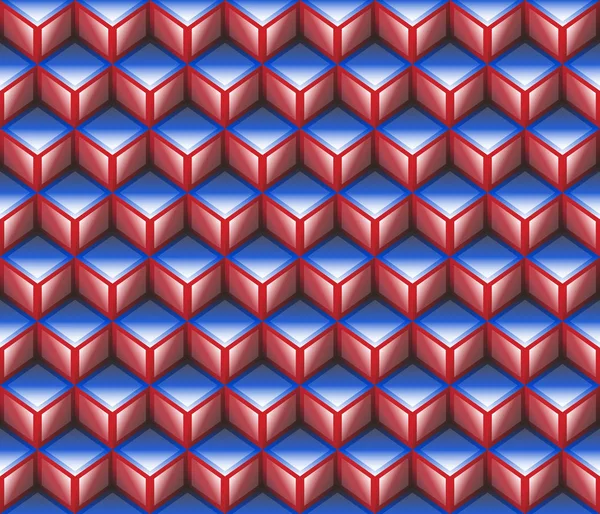 Красный Синий Затененный Контур Абстрактные Трехмерные Кубики Бесшовные Фон Шаблона — стоковый вектор
