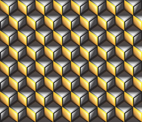 Gelb Orange Schattierte Kontur Abstrakte Geometrische Würfel Nahtlose Muster Hintergründe — Stockvektor