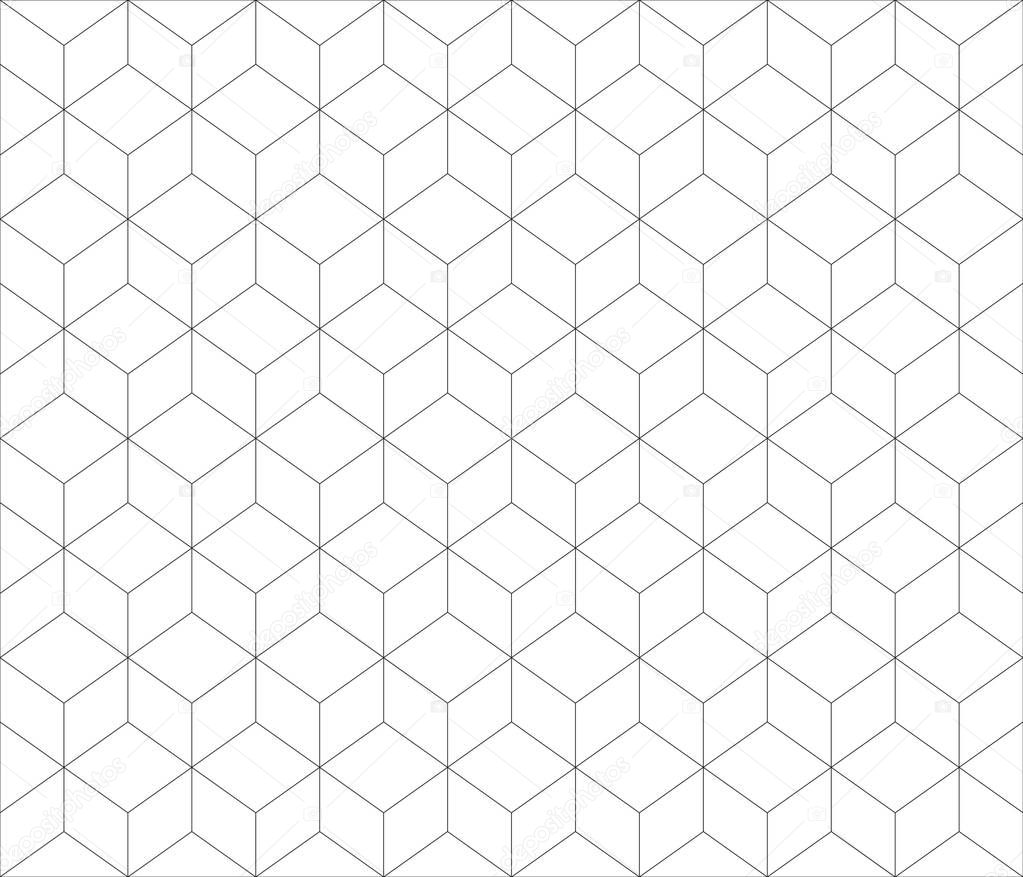 black lined contour abstract geometrical cubes seamless pattern backgrounds. Available in high-resolution jpeg in several sizes & editable eps file, can be used for wallpaper, pattern, web, blog, surface, textures, graphic & printing