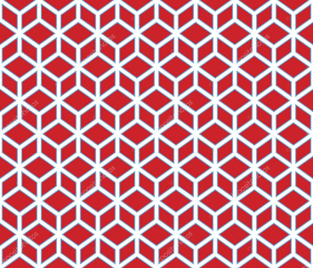 red contour abstract geometrical cubes with blue border seamless pattern backgrounds. Available in high-resolution jpeg in several sizes & editable eps file, can be used for wallpaper, pattern, web, blog, surface, textures, graphic & printing