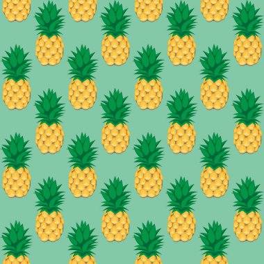 Ananas Meyve soyut seamless modeli yeşil zemin üzerine kontur. Mevcut yüksek çözünürlüklü jpeg formatta çeşitli boyutları ve düzenlenebilir eps dosyası, kullanılabilir duvar kağıdı, desen, web, blog, yüzey, dokular, grafik ve baskı için