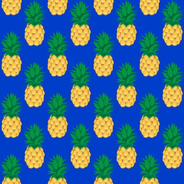 Ananas Meyve kontur soyut seamless modeli mavi zemin üzerine. Mevcut yüksek çözünürlüklü jpeg formatta çeşitli boyutları ve düzenlenebilir eps dosyası, kullanılabilir duvar kağıdı, desen, web, blog, yüzey, dokular, grafik ve baskı için