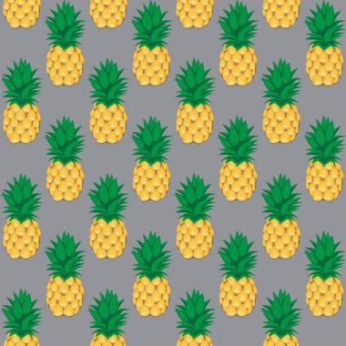 Ananas Meyve soyut Dikişsiz desen gri arka plan üzerinde kontur. Mevcut yüksek çözünürlüklü jpeg formatta çeşitli boyutları ve düzenlenebilir eps dosyası, kullanılabilir duvar kağıdı, desen, web, blog, yüzey, dokular, grafik ve baskı için