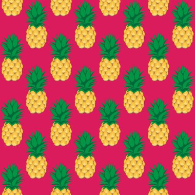 Ananas Meyve kontur soyut seamless modeli pembe bir arka plan üzerinde. Mevcut yüksek çözünürlüklü jpeg formatta çeşitli boyutları ve düzenlenebilir eps dosyası, kullanılabilir duvar kağıdı, desen, web, blog, yüzey, dokular, grafik ve baskı için