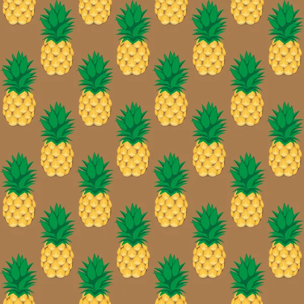 パイナップルの果実は輪郭茶色の背景に抽象的なシームレス パターンです 高解像度で利用可能ないくつかのサイズ 編集可能な Eps ファイルで Jpeg に使える壁紙 パターン Web — ストックベクタ
