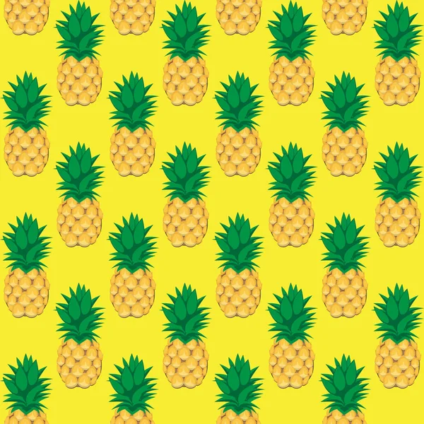 Ananas Owoce Kontur Abstrakcja Bezszwowe Żółtym Tle Dostępne Wysokiej Rozdzielczości — Wektor stockowy