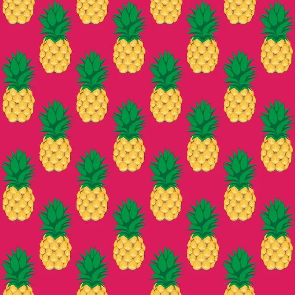 Pineapple Fruit Contour Abstract Seamless Pattern Pink Background Available High — Stock Vector