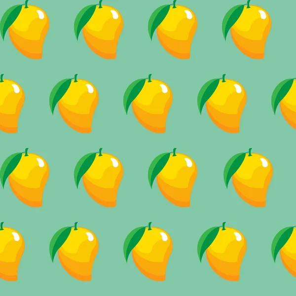 Mango Frukt Contour Abstrakta Sömlösa Mönster Grön Bakgrund Finns Högupplöst — Stock vektor