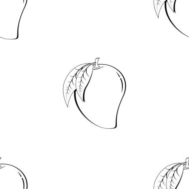 2D mango meyve kontur soyut beyaz arka plan üzerinde. Mevcut yüksek çözünürlüklü jpeg formatta çeşitli boyutları ve düzenlenebilir eps dosyası, kullanılabilir duvar kağıdı, desen, web, blog, yüzey, dokular, grafik ve baskı için.