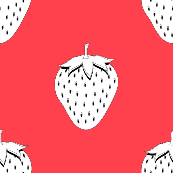 イチゴ果実は輪郭ピンク背景に抽象的なシームレス パターンです 高解像度で利用可能ないくつかのサイズ 編集可能な Eps ファイルで Jpeg に使える壁紙 パターン Web — ストックベクタ
