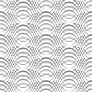 Geometrik Seamless Modeli siyah beyaz arka plan üzerinde dalgaların hatları. Mevcut yüksek çözünürlüklü jpeg formatta çeşitli boyutları ve düzenlenebilir eps dosyası, kullanılabilir duvar kağıdı, desen, web, blog, yüzey, dokular, grafik ve baskı için.