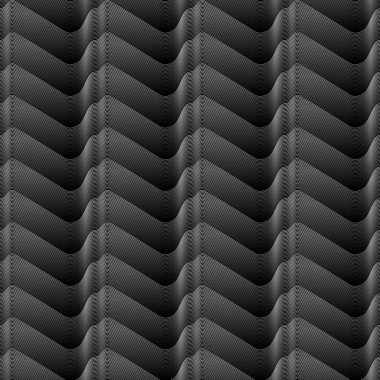 Beyaz gölgeli sorunsuz Degrade çizgiler kesintisiz geometrik desen siyah arka plan üzerine el salla. Mevcut yüksek çözünürlüklü jpeg formatta çeşitli boyutları ve düzenlenebilir eps dosyası, kullanılabilir duvar kağıdı, desen, web, blog, yüzey, dokular, grafik ve baskı için.