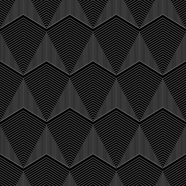 Geometrisches Weiß Ausgekleidetes Sechskantmuster Auf Schwarzem Hintergrund Verfügbar Hochauflösender Jpeg — Stockvektor