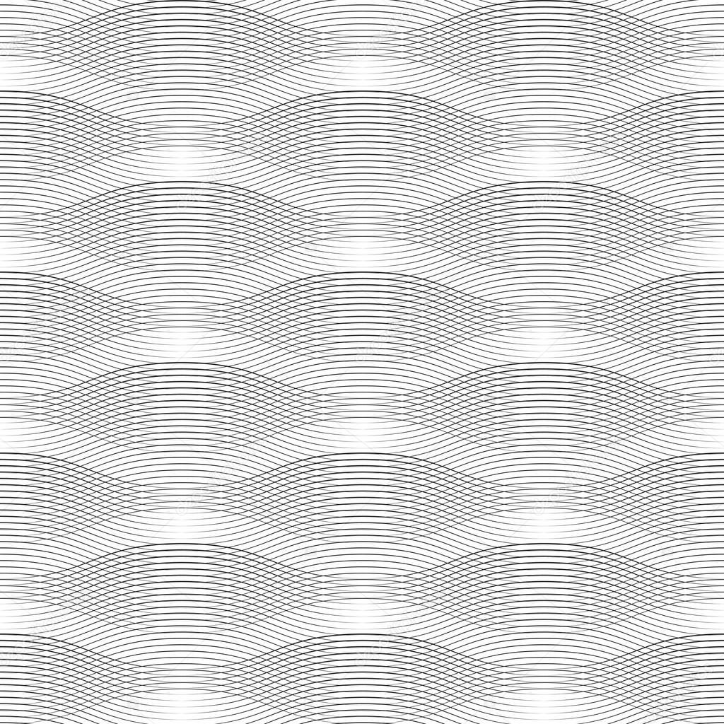 Geometrical Seamless Pattern black lines waves on white background. Available in high-resolution jpeg in several sizes & editable eps file, can be used for wallpaper, pattern, web, blog, surface, textures, graphic & printing.