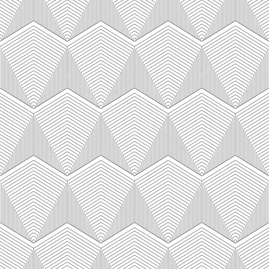 Geometrical black lined hexagon Seamless pattern. Available in high-resolution jpeg in several sizes & editable eps file, can be used for wallpaper, pattern, web, blog, surface, textures, graphic & printing.