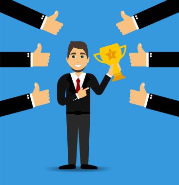 En iyi vektör çalışanı ya da ayın çalışanı. Başarılı iş konsepti. Vektör çizimi. Bölüm 10.