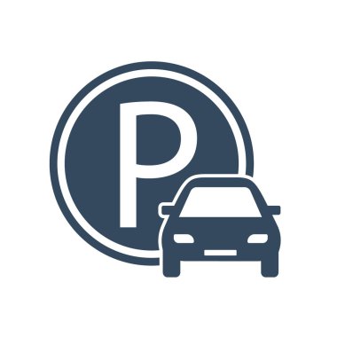 Park alanı. Arabalar için park yeri imzala. Park yeri. Vektör illüstrasyonu.