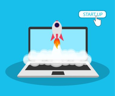 Dizüstü bilgisayarla başla. Başlat düğmesi.