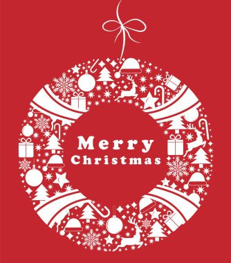 Bir desenli Noel çelengi. Mutlu noeller. Noel sembolü.