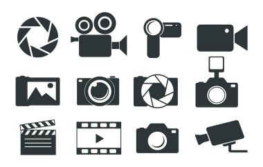 Fotoğraf ve video simgeleri. Eski model. Video kamera. Kamera..