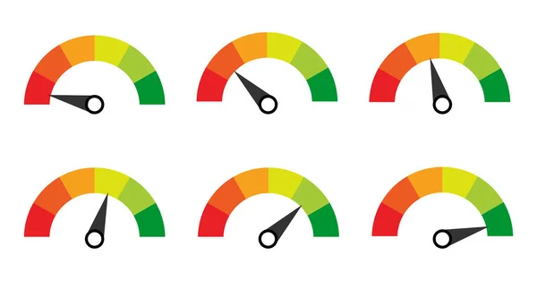 Escala. Calibre. Medidor. Indicadores con diferentes indicadores . — Archivo Imágenes Vectoriales