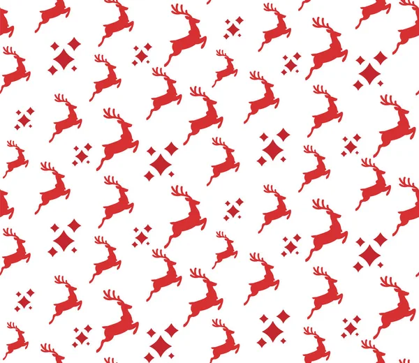 Świąteczny wzór z jeleniem. Biegnący jeleń czerwony. — Wektor stockowy