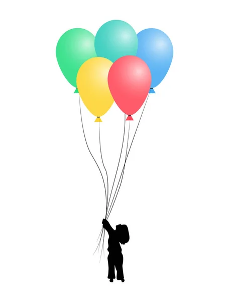 Девушка с шариками. Векторная иллюстрация . — стоковый вектор