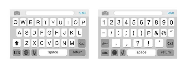 Teclado en un smartphone. El diseño del teclado es alfabético y digital . — Archivo Imágenes Vectoriales