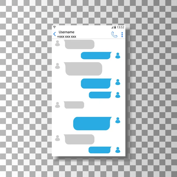 Akıllı telefonundan sohbet et. Yazışmaların arayüzü. Çevrimiçi yazışmalar. — Stok Vektör