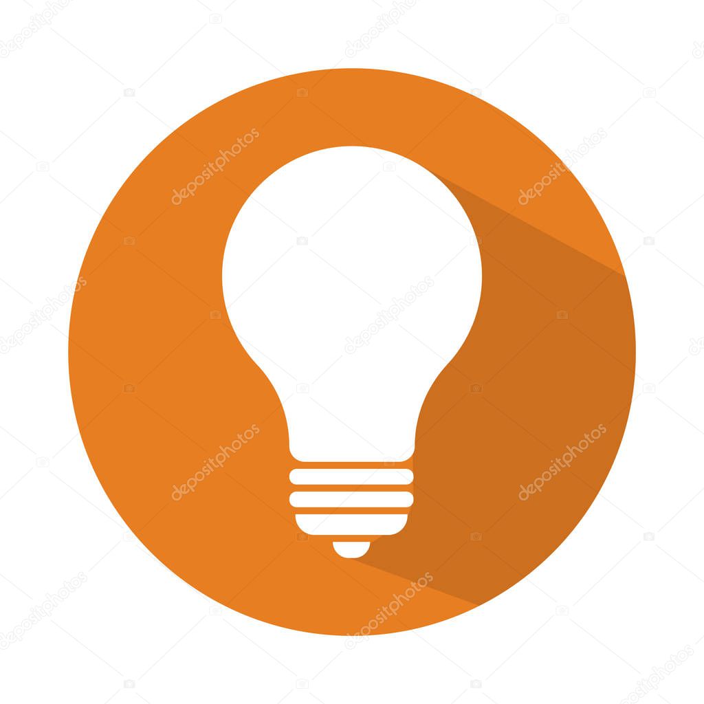 Light bulb icon. Flat design. White light bulbs on orange background.