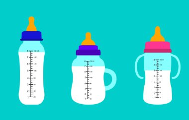 Bebek sütü şişeleri. Düz tasarım.