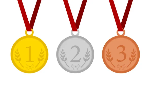 Medallas Medalla por el primer, segundo y tercer lugar . — Vector de stock