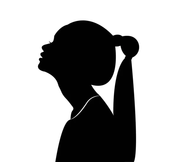 Des filles à la silhouette. La fille de profil. Silhouette noire sur fond blanc . — Image vectorielle