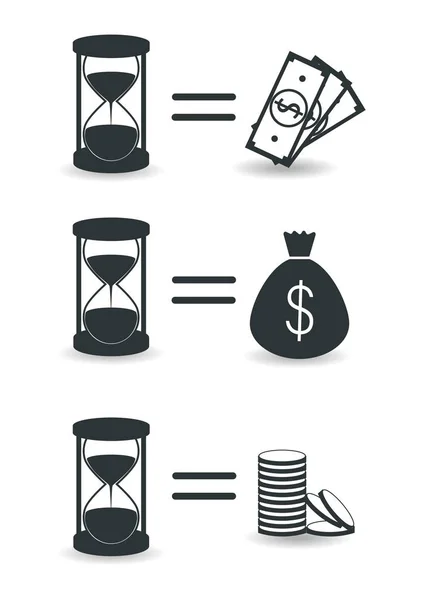 Tijd is geld. Vectorpictogrammen. — Stockvector