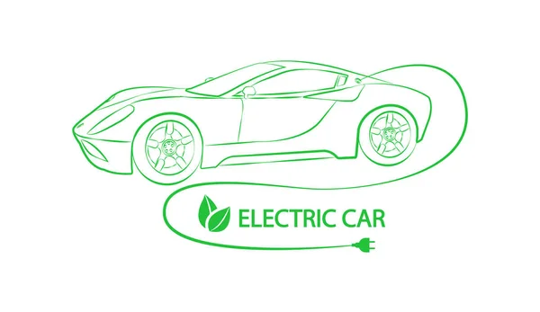 Electric car logo. The machine is charged by electricity.