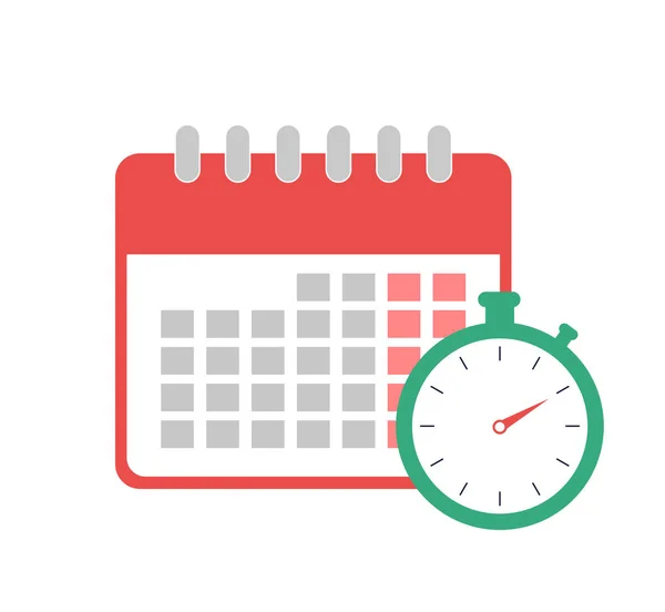 Ημερολόγιο και χρονόμετρο. Διορισμένος χρόνος. Επίπεδο στυλ. — Διανυσματικό Αρχείο