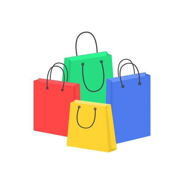 Collezione di shopping bag a colori. Sacchetti di carta . — Vettoriale Stock