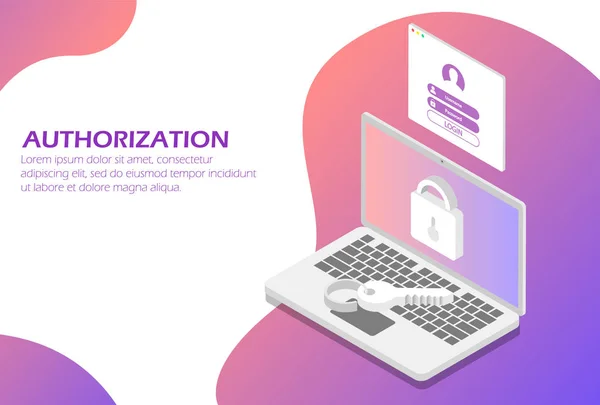 ネットワーク認可の概念isometria 。識別システム. — ストックベクタ