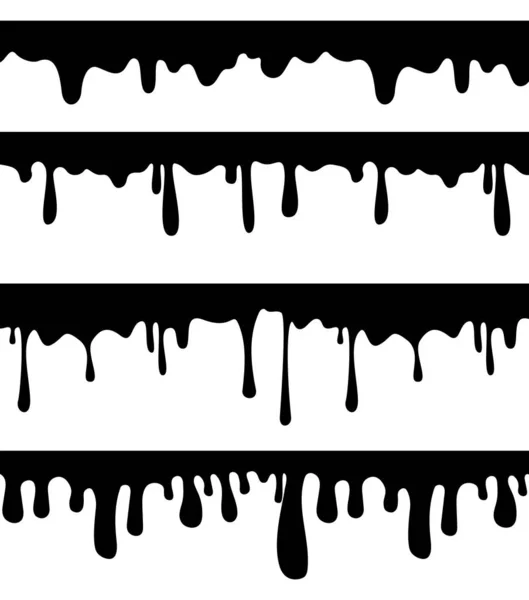 Dripping paint or liquid. A set of different options dripping. For use in any color and for any design. — Stock Vector