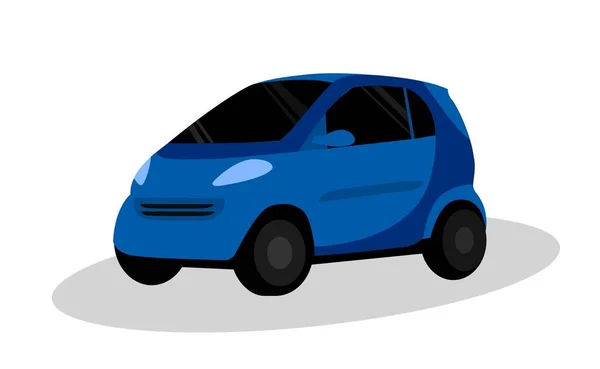 Coche pequeño en estilo plano azul . — Vector de stock