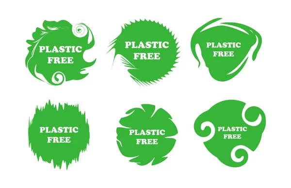 Set badges plastic free — Stock Vector