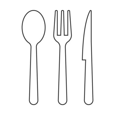 Kaşık, çatal ve bıçak ikonları. Çatal bıçak. Kantin. Menü.