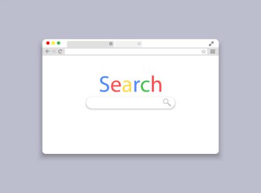 Arama için web tarayıcı penceresi. İnternette arama motoru.