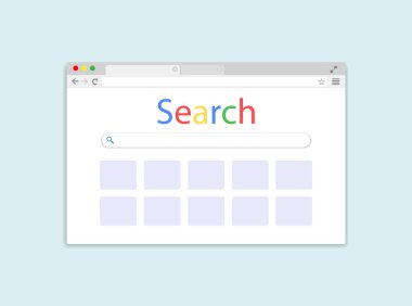 Web tarayıcı penceresi. Pencere web tarayıcı arama motoru. Ara.