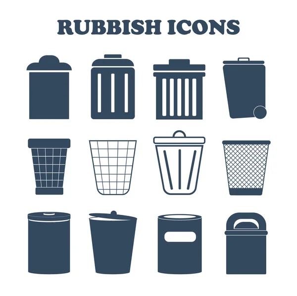 Иконки мусора. Иконки мусорных баков . — стоковый вектор