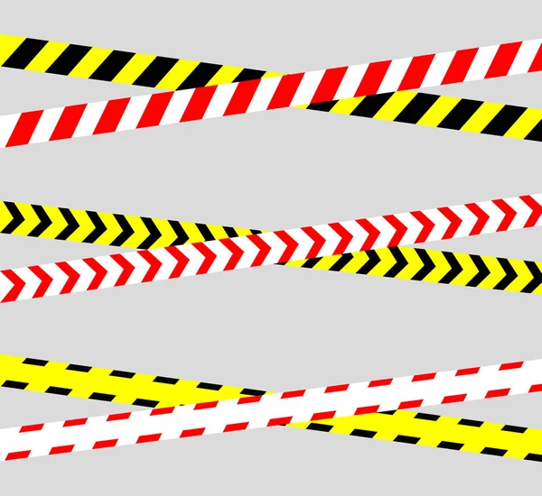 Caution line. Warning tape. Signs of danger. A set of tapes. — Stock Vector