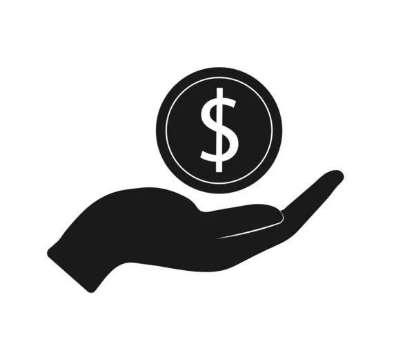 Dollar in hand pictogram. Financieel icoon. — Stockvector