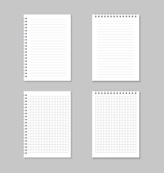 Almohadillas realistas. Cuadernos en la caja y en línea . — Vector de stock
