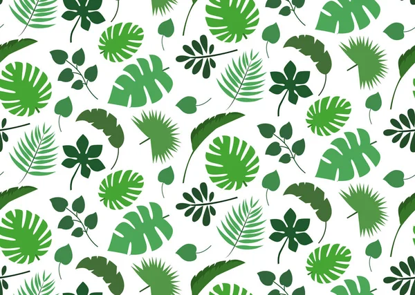 Pattern of exotic leaves, palm leaf. Seamless background. — Stock Vector